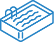 a blue line drawing of a pool