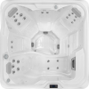 a white square tub with a black background
