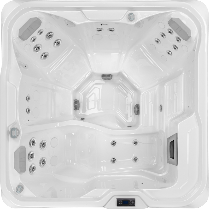 a white square tub with a black background