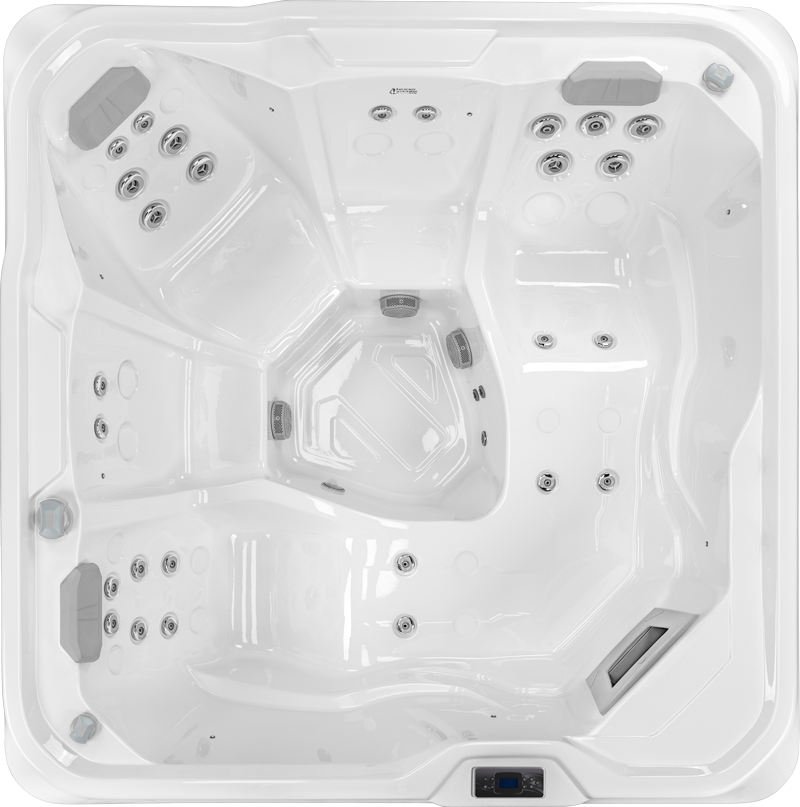 a white square tub with many buttons