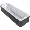 a white and black rectangular tub