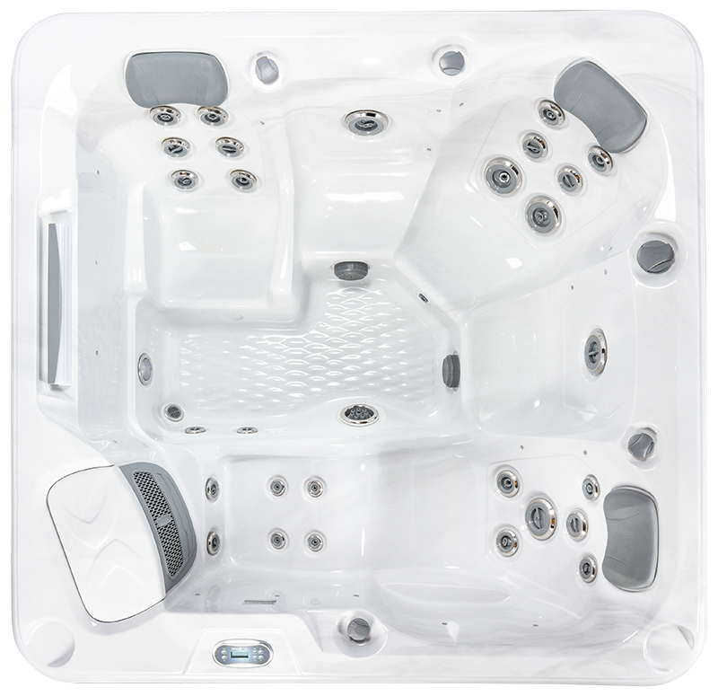 a white square tub with silver buttons