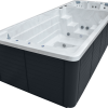 a large white and black hot tub
