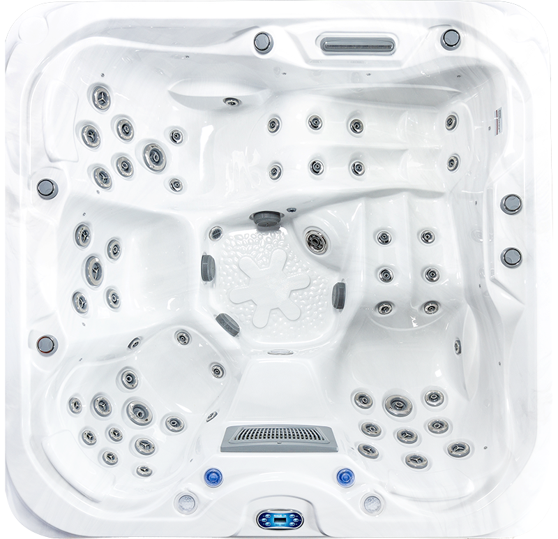 a white and black hot tub