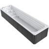 a white and black rectangular tub