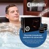 a white rectangular tub with black background